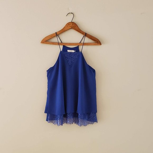 Blu Pepper Tops - Royal Blue Lace Trimmed Camisole